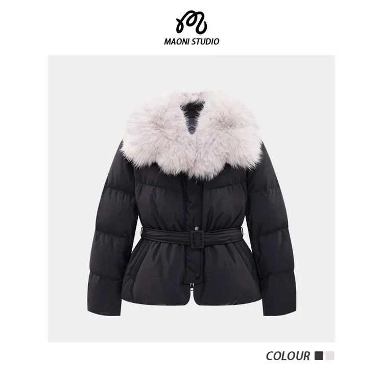 毛妮LADIESFIRST【90白鸭绒 可拆卸狐狸毛领】百搭款羽绒服女L2519