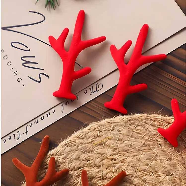 圣诞植绒麋鹿角装饰手工diy花束材料婚庆礼品包装万能搭配装饰品