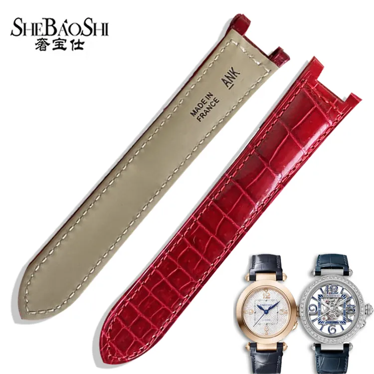 奢宝仕代用卡地亚帕莎Pasha表带cartie白气球系列鳄鱼 真皮手表带