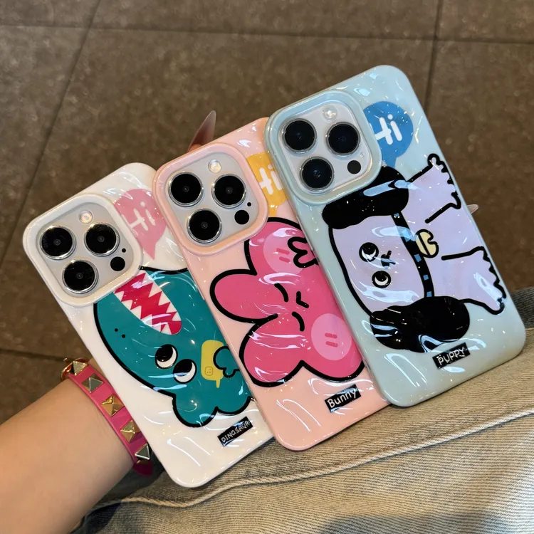奥菲顿横版绿鳄粉兔紫狗适用苹果16陨石纹15手机壳iPhone14/13/12