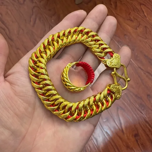 铜合金手链 男女退款马鞭手链戒指黄铜镀金防真一比一不掉色