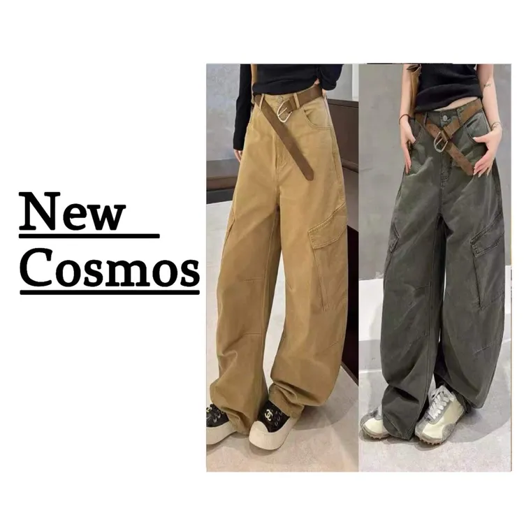 【NEW COSMOS】美式复古水洗多口袋休闲裤宽松阔腿工装裤 H0548