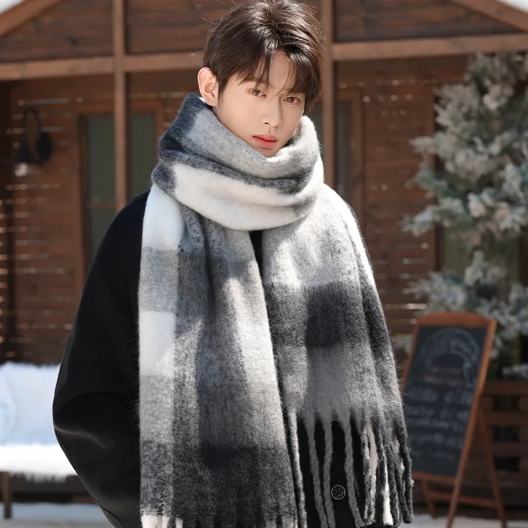 围巾男生围脖男士冬季加长加厚加宽男款保暖高级感高颜值生日礼物