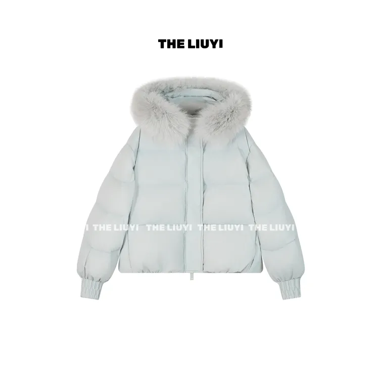【LIUYI】90白鸭绒冬季大狐狸毛领连帽羽绒服51222A4
