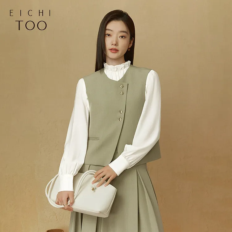 【商场同款】爱居兔长袖两件套西装马甲雪纺衫套装ETEAJ3P002A