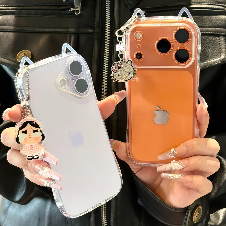 小蛮腰透明猫耳朵适用苹果16/17手机壳iPhone15小米14vivoppo华为