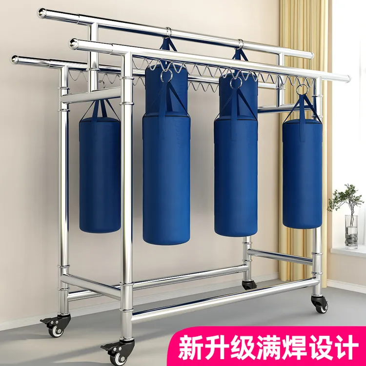 【新升级全满焊】卷边不锈钢三杆晾衣架落地式阳台可伸缩折叠晾晒架