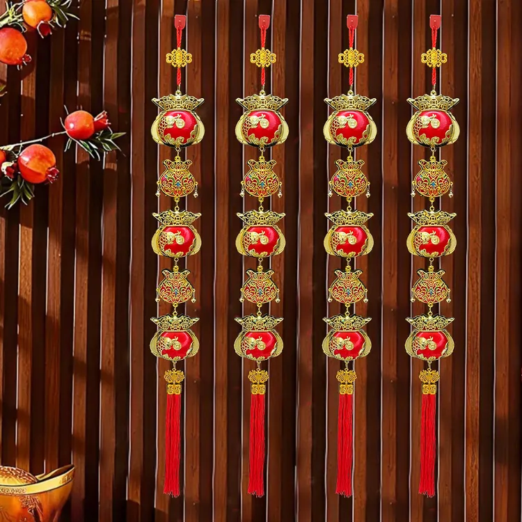 【福鱼钱袋】新款高档丝光钱袋福字挂件乔迁装饰新年客厅喜庆挂饰