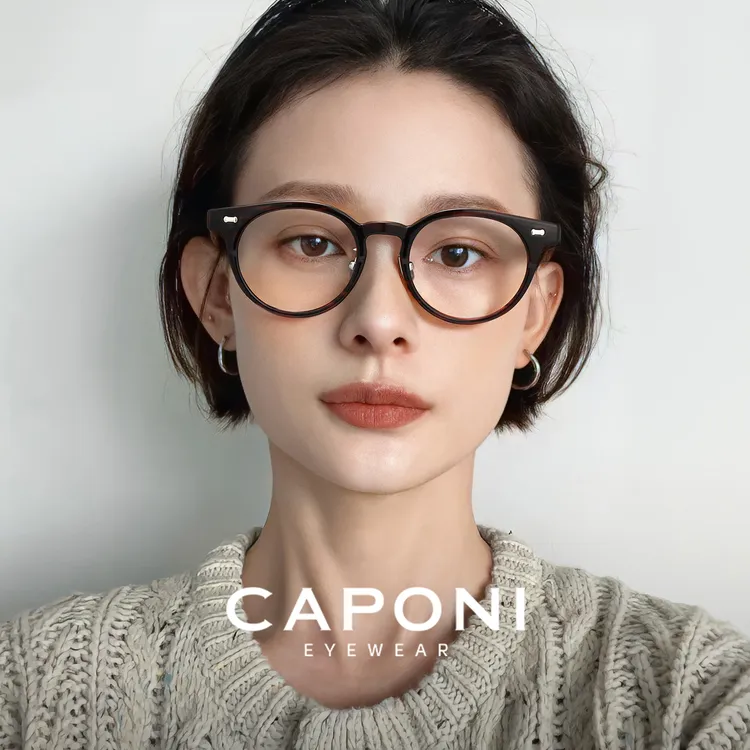 CAPONI玳瑁色日系复古素颜眼镜女设计师款近视眼镜框防蓝光显脸小