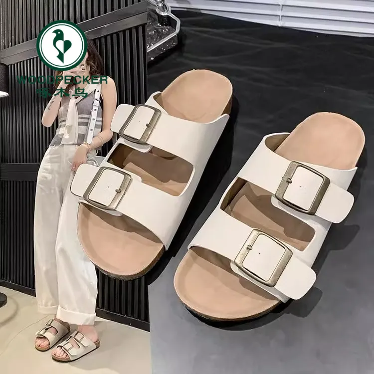 啄木鸟踩屎感勃肯拖鞋女春夏外穿2025新款大码半拖鞋一字带凉拖鞋