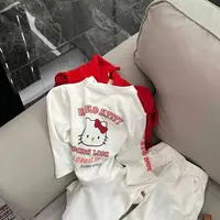 0815卡通KT猫猫字母油彩印花儿童长袖T恤
