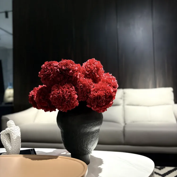 中国红漂色永生花大叶绣球花束复古色调高级家居摆件年宵花圣诞礼