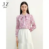 【丽公主专属】商场同款JZ玖姿JWEC60116法式优雅桑蚕丝飘带领衬衫