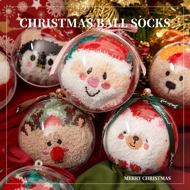 圣诞袜子女秋冬季珊瑚绒礼盒圣诞节礼物袋装饰情侣加厚地板棉袜男