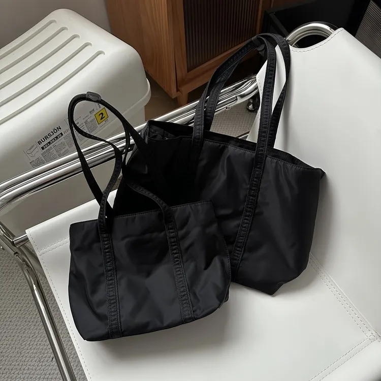 急速出门的黑色通勤包包 手提布包 托特包