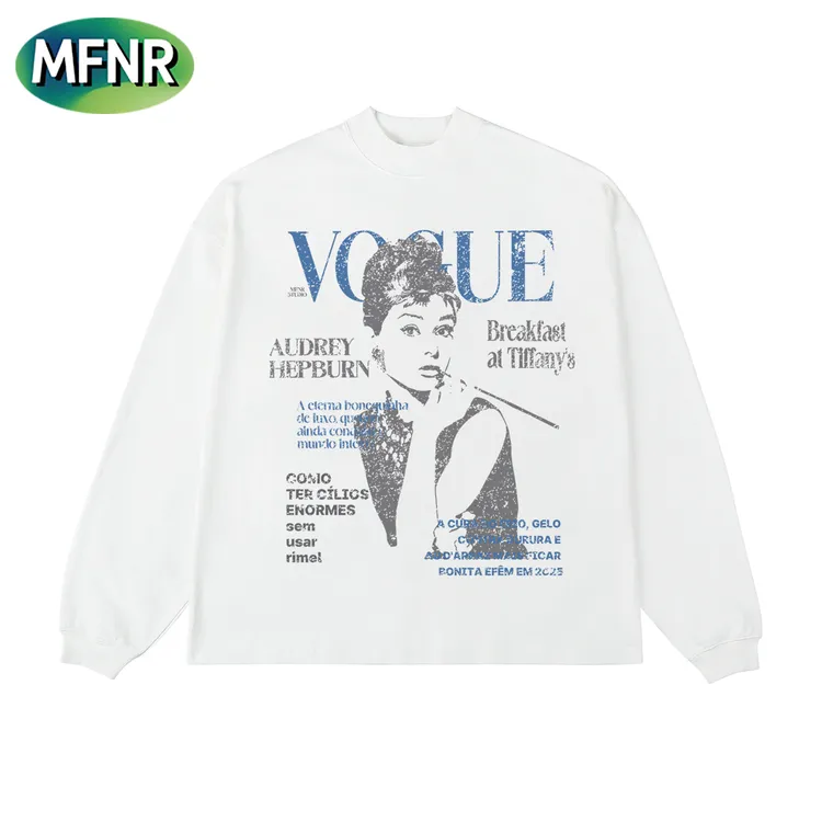 美式复古设计感小众印花长袖男街头重磅纯棉圆领宽松秋冬打底T恤