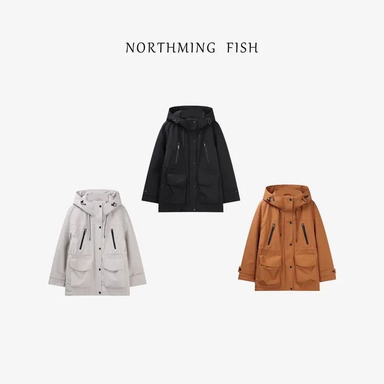 NorthMing fish「极简工装」中性百搭 大气随性简约带帽工装鹅绒服