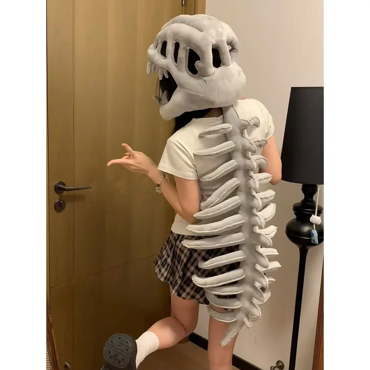 中华恐龙骨架头套玩偶恐龙外骨骼衣服毛绒玩具整蛊装扮帽子鹿晗款