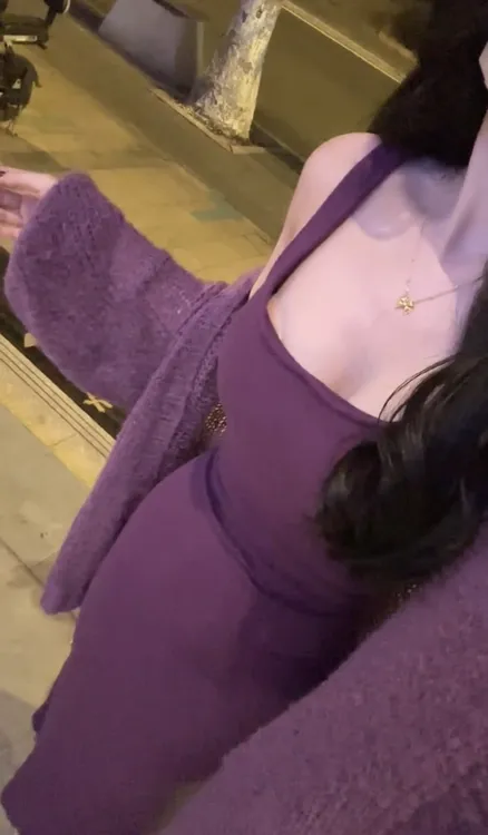 法式紫色毛衣针织连衣裙子女秋冬2024新款高级感修身包臀长裙套装