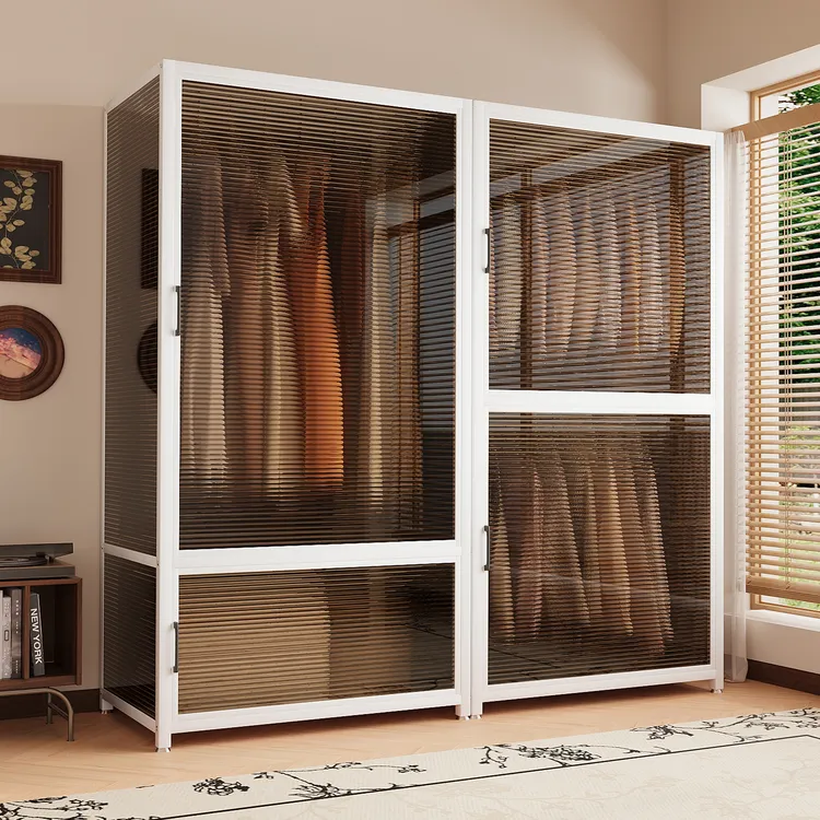 衣柜卧室家用组合衣柜小户型新款落地简易组装出租房金属防尘衣柜