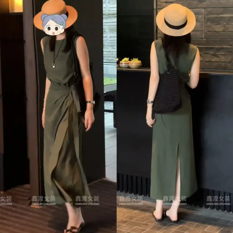 2025夏季新款时尚显瘦气质女士网红洋气连衣裙百搭款D9800