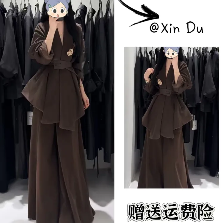 2025秋季新款时尚显瘦气质女士网红洋气两件套百搭款D23424