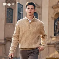 Mr.Bu布先生100绵羊毛长袖毛衣时髦复古冬季男士休闲上衣BT16910