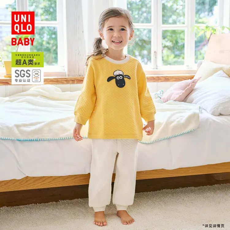 优衣库婴幼儿宝宝UT Clay Animation压线睡衣长袖起居套装478442