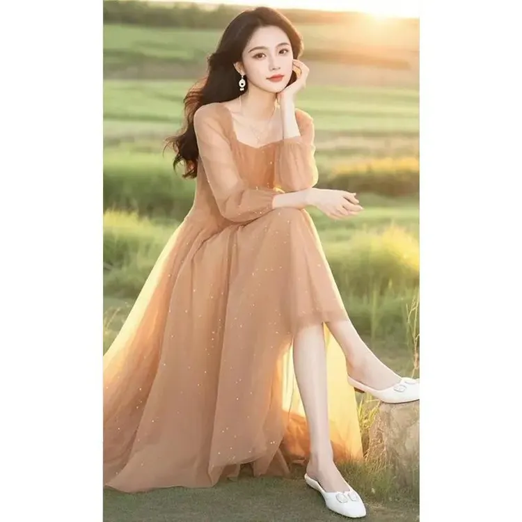 2025春季法式绝美温柔风气质高级感超好看雪纺碎花衬衫连衣裙