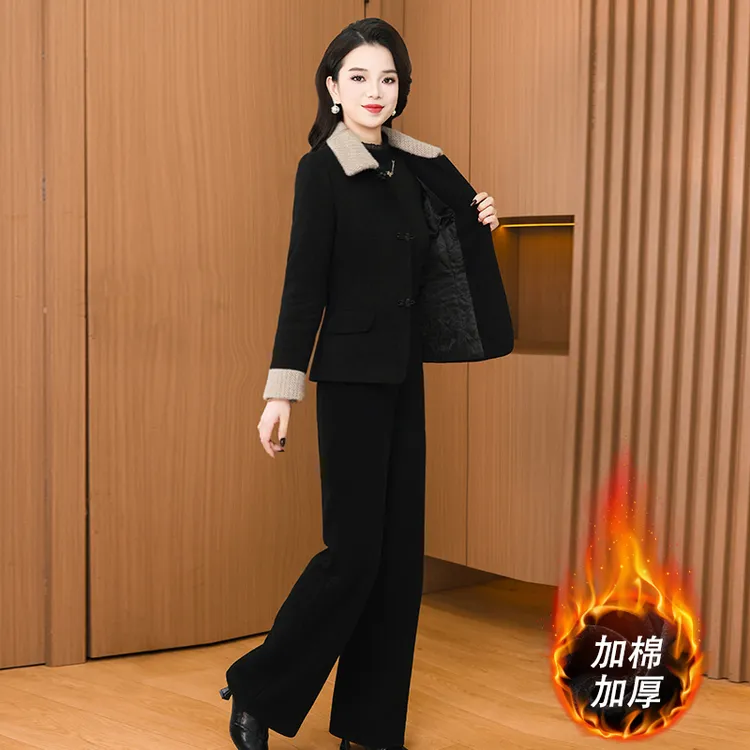 【现货】28779泓澄茂冬季优雅气质修身时尚休闲收腰显瘦保暖套裤