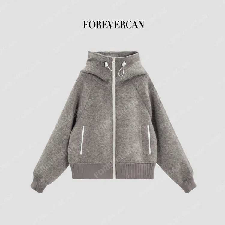 FOREVERCAN“斯坦利”立裁高领连帽卫衣休闲夹克外套WC57442