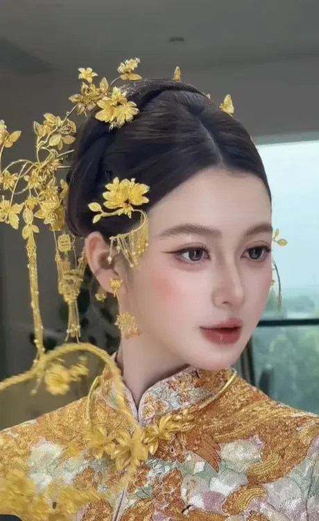 ete12535发簪金色十件套秀禾龙凤褂新中式国风新娘结婚秀禾头饰