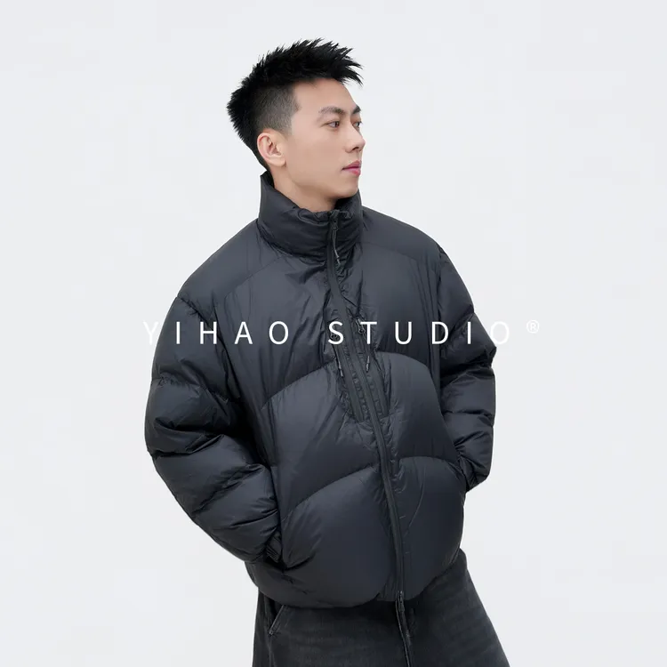 YIHAO STUDIO冬季男款90白鸭绒羽绒服百搭保暖休闲立领短款外套