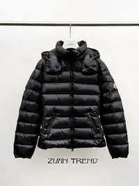 未使用 MONCLER 25FW  Bady黑色拉链鹅绒连帽短款羽绒服