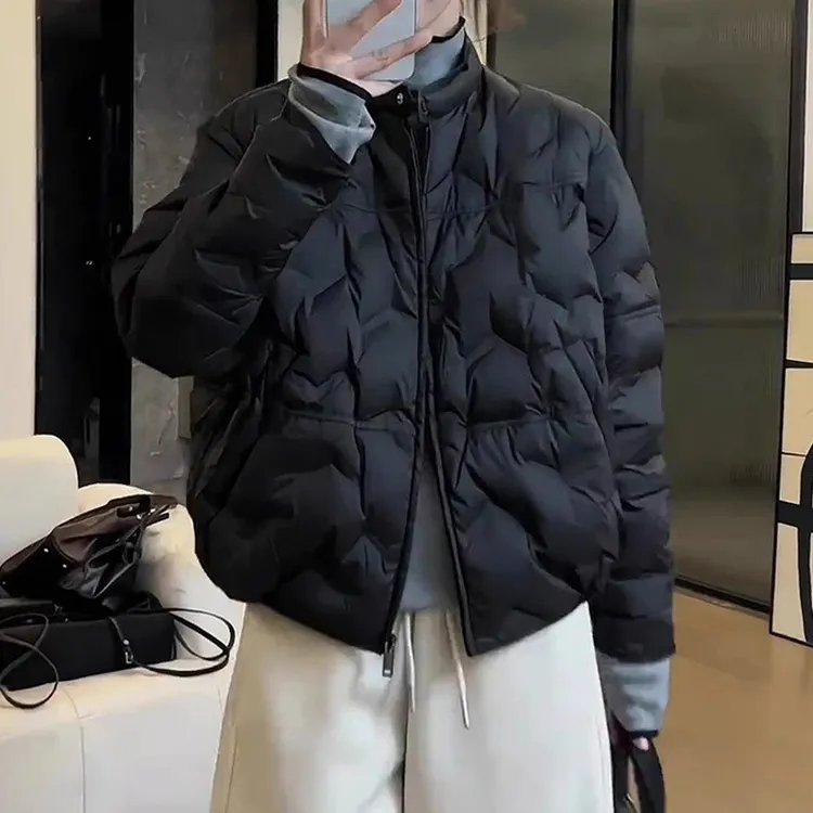 百搭轻薄保暖休闲面包服外套秋冬大码女装宽松纯色立领短款棉服女