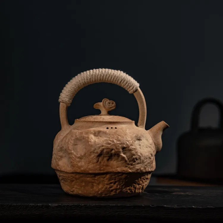 【多规格】礼盒装原矿陶土纹理提梁煮茶煮水壶