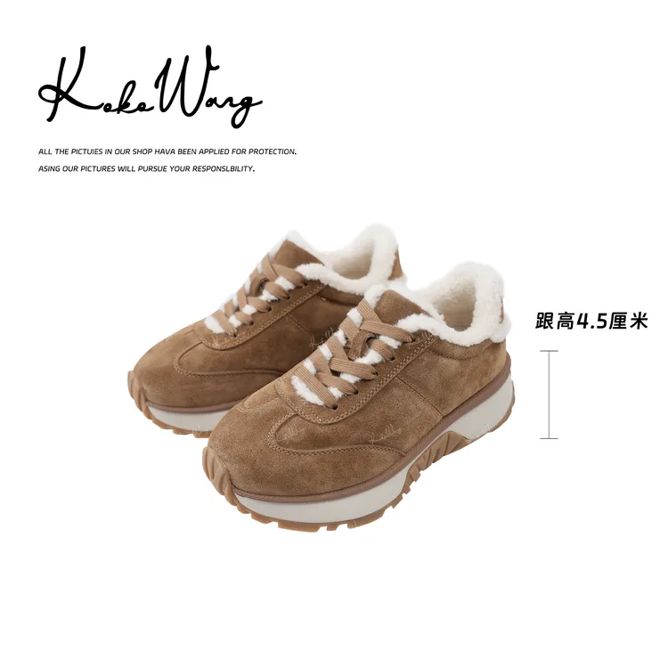 KOKO WANG 秋冬新款复古简约舒适厚底阿甘系带休闲鞋 X2365J31X01
