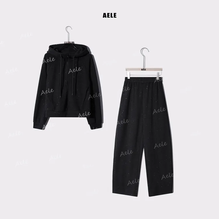 AELE【满天星空】亮片设计休闲连帽显瘦宽松套装 D853 3122 AD