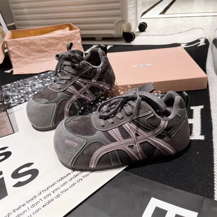 韩版ins超火爆款系带卡皮巴拉德训鞋平底鞋休闲板鞋加绒棉鞋女鞋