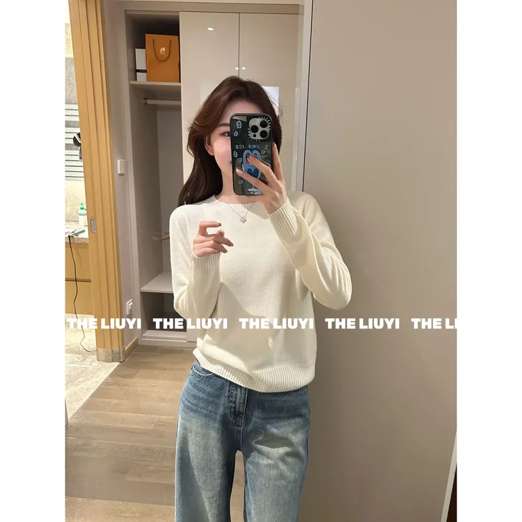 【LIUYI】温暖交织~山羊绒羊毛亲肤柔软圆领百搭毛衣59014