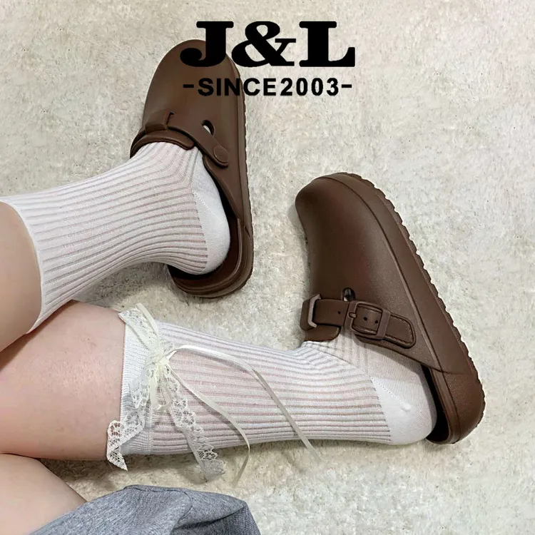 家家乐J&L2025年新款Cleanfit勃肯鞋EVA情侣防水防滑潮流包头女鞋