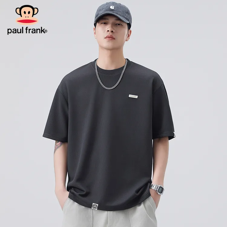PaulFrank/大嘴猴春夏男士T恤圆领套头纯色短袖字母潮流百搭上衣