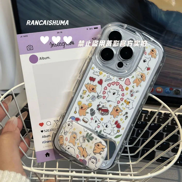 满屏线条小狗适用苹果华为小米iPhone151413promax专用防摔手机壳