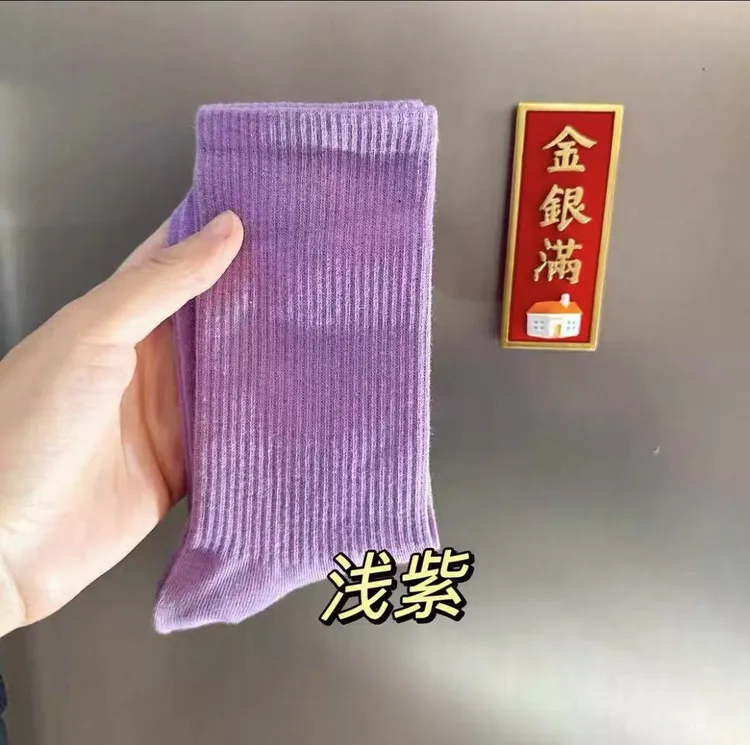好喜欢我的薰衣草紫袜子呀^太!好!看!少女紫色袜子淡紫色舞蹈袜子