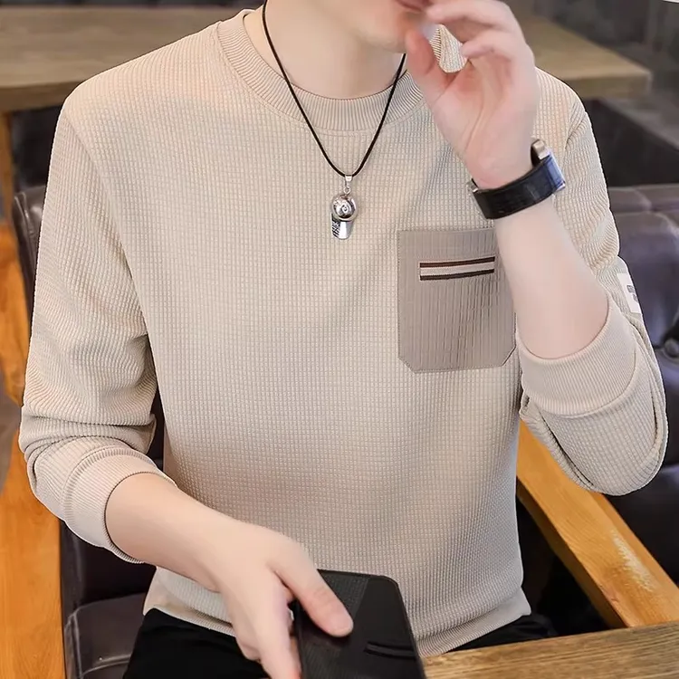 CQV卫衣男士新款圆领潮牌加绒打底衫休闲长袖t恤秋冬装内搭上衣潮