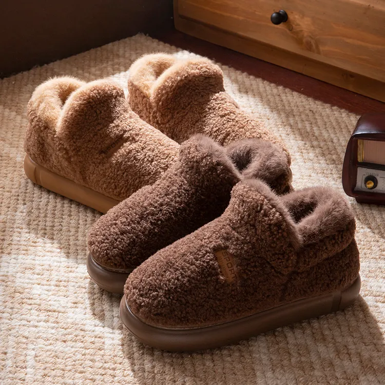 【很防滑】新款男女厚底包跟加绒棉拖鞋冬季室内家居保暖外穿