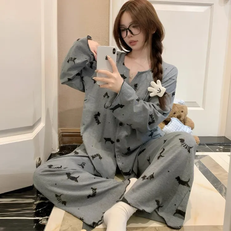 灰色德绒胖MM大码睡衣女套装260斤穿加厚保暖加肥加大秋冬家居服