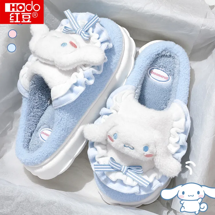 红豆可爱玉桂狗棉拖鞋女款秋冬季2025新款家居厚底保暖毛毛绒棉拖