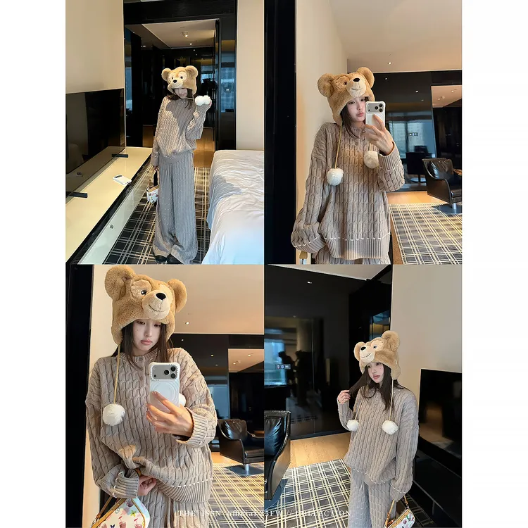 THEISSN宁司 圆领绞花毛衣女冬季拖地针织长裤套装 01818/01819