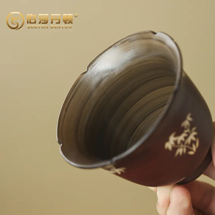 BERTHA DENTON/伯莎丹顿三才盖碗茶杯陶瓷山楂红粉引功夫茶具简约